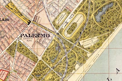 Un plano de la zona de Palermo, el Hipódromo y la Sociedad Hípica Argentina
