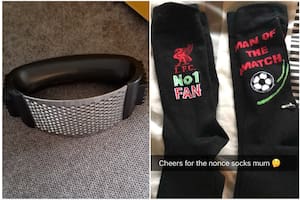 Un prensador de ajo y unas medias del Liverpool formaron parte de un hilo especial en X de regalos de Navidad