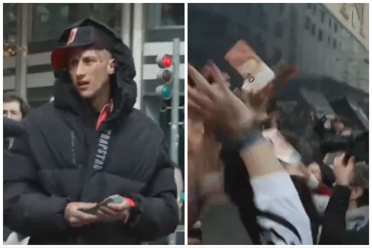 Un rapero provocó el caos al lanzar 5000 euros al aire en una plaza de Madrid