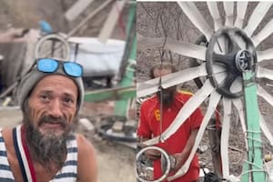 Un reciclador es tendencia en Tik Tok por sus peculiares inventos hechos con basura reciclada. FOTO: Captura de pantalla