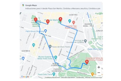 Un recorrido por el centro histórico de Córdoba armado por Gemini; permite exportarlo a Google Maps
