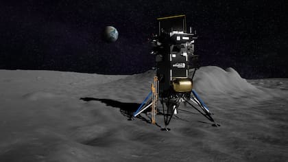 Un render del módulo Nova-C de Intuitive Machines, la primera prueba para la firma Lonestar para probar la viabilida de usar la Luna como centro de backups remotos