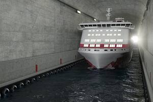 Un render del proyecto del túnel para barcos en Noruega