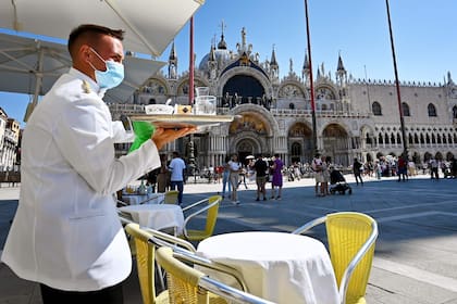 Un restaurant en la Plaza San Marco, en Venecia