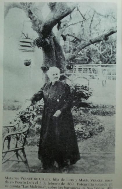 Un retrato de Matilde "Malvina" Vernet Cilley publicado en María de las Islas, la novela histórica de Estela Sáenz de Méndez, en Editorial Sudamericana