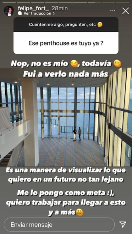Un seguidor le preguntó si el penthouse ya le pertenecía