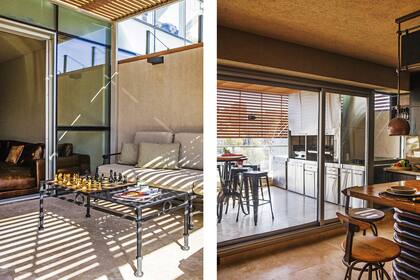 Sofá ‘Mythos’ de 3 cuerpos en fundición de aluminio y mesa baja en el mismo material (Brauer Muebles).