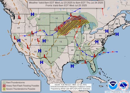 Un sistema de baja presión estacionario generará lluvias torrenciales en Florida y la costa del Golfo, con acumulados que podrían saturar drenajes urbanos en Louisiana, Mississippi y Alabama