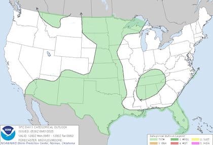 Un sistema de lento movimiento afectará a estados como Nebraska, Iowa, Kansas, Missouri y Oklahoma, con lluvias intensas que podrían causar anegamientos
