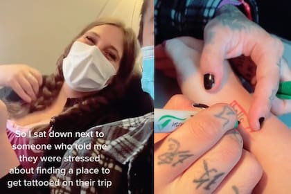 Un tatuador de California puso en práctica sus habilidades con una mujer en pleno vuelo