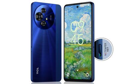 Un TCL 50 Pro Nxtpaper tiene una perilla en el costado que activa un modo "tipo Kindle", con pantalla monocromática y sin distracciones