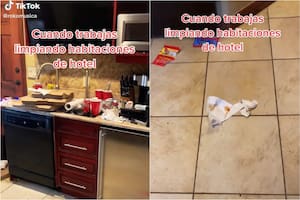 Un tiktoker compartió en sus redes lo que encontró al entrar a limpiar una habitación de un hotel en Estados Unidos