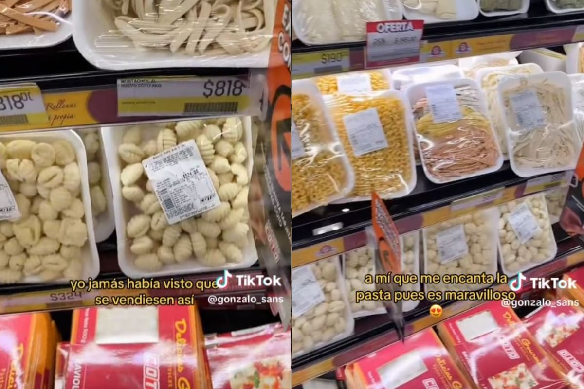 Un tiktoker español se sorprendió cómo se comercializaban las pastas en un supemercado argentino