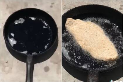 Un tiktoker mostró cómo se cocinó una milanesa al asfalto y revolucionó las redes