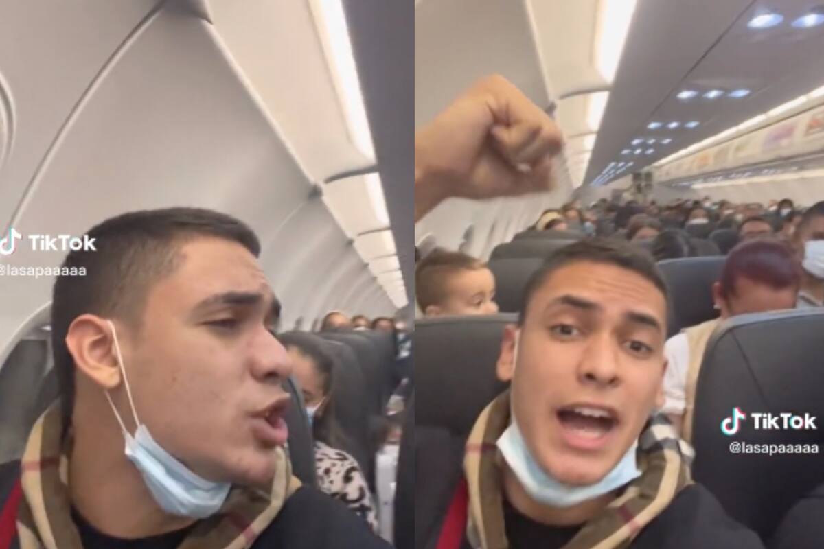 Un tiktoker mostró lo que le dijo a los pasajeros de su vuelo después de que le tocó el lugar junto a la puerta de emergencia