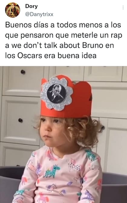 Un tuitero expresó su descontento por la performance con la imagen de una niña que tiene una mirada de enojo