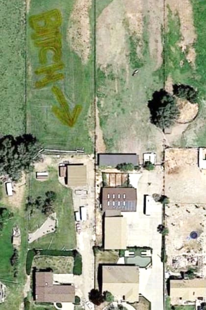 Un usuario compartió en Reddit la imagen aérea del mensaje escrito en el pasto