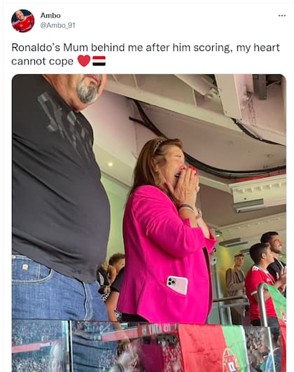 Un usuario compartió en Twitter las imágenes de la Dolores Aveiro tras el doblete de CR7