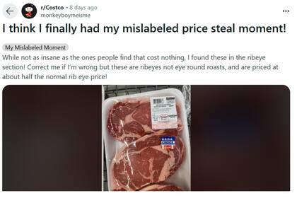 Un usuario de Reddit contó su "victoria" con una peculiar técnica para conseguir precios bajos en la carne de Costco (Reddit)