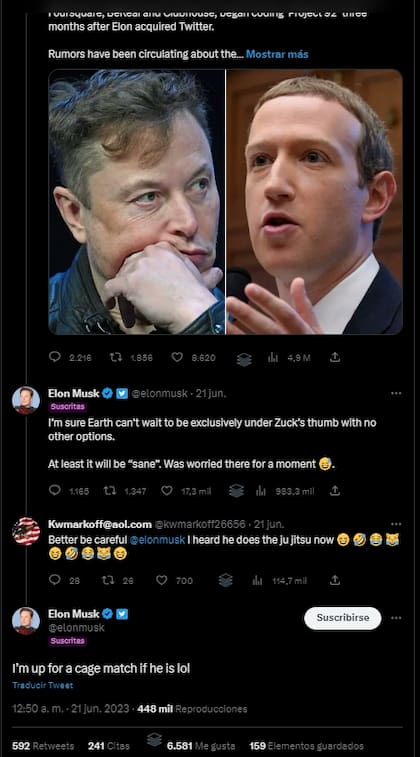 Un usuario le sugirió a Elon Musk un encuentro tipo lucha libre con Mark Zuckerberg, y él recogió el guante