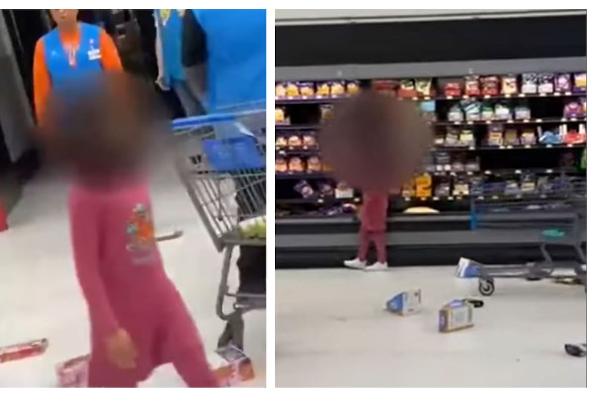 Un video que se viralizó en las redes sociales muestra cómo una niña en plena crisis emocional causa destrozos en un Walmart (Youtube)