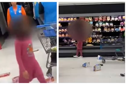 Un video que se viralizó en las redes sociales muestra cómo una niña en plena crisis emocional causa destrozos en un Walmart (Youtube)