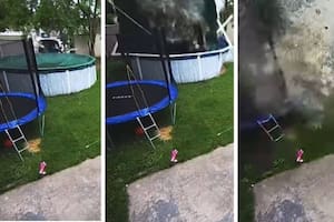 Un video registró el momento en que una camioneta irrumpe violentamente a un jardín trasero y destruye por completo una pileta