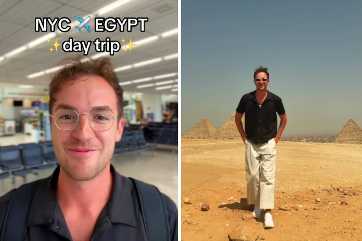 Un vuelo directo de Nueva York (JFK o Newark) a El Cairo, Egipto (CAI) dura aproximadamente entre 10 y 11 horas. Foto: @kevindroniak vía tikTok
