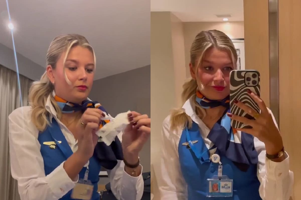 Una azafata brinda un consejo práctico para cargar el celular en un hotel