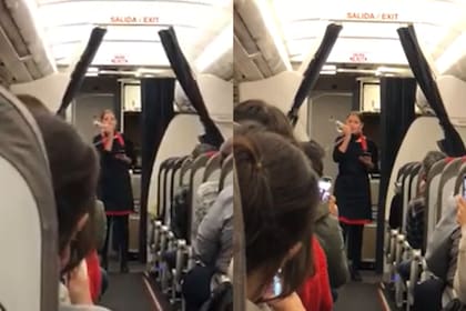 Una azafata dejó boquiabiertos a los pasajeros con una actuación navideña.