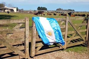 Una bandera flamea en una tranquera, en La Plata