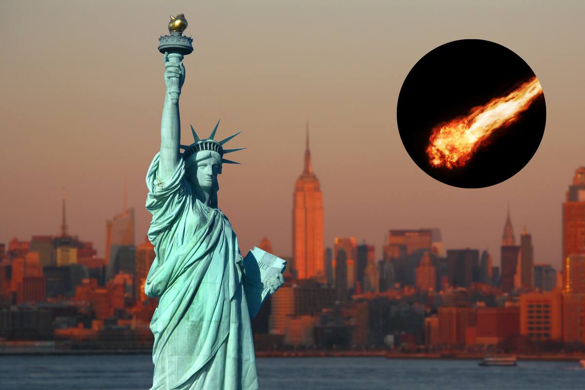 Una bola de fuego iluminó el cielo de Nueva York y pasó sobre la Estatua de la Libertad
