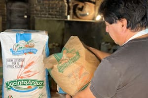 Una bolsa de harina que lleva la inscripción de que es subsidiada por el Estado