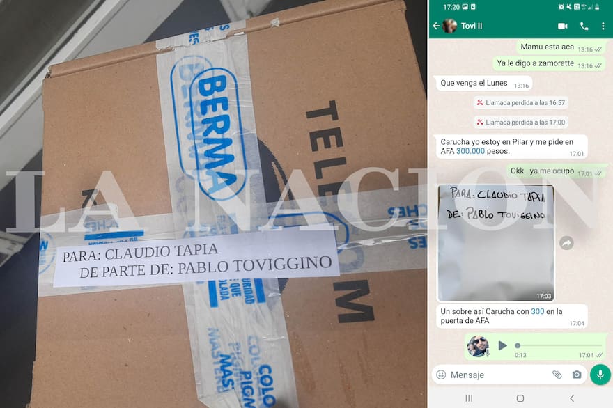 Cajas, sobres y chats: cómo eran los envíos de dinero que le hacía Toviggino a Tapia Cajas, sobres y chats: cómo eran los envíos de dinero que le hacía Toviggino a Tapia
