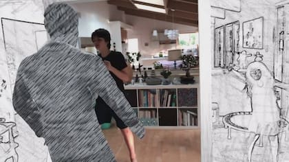 Una captura de la producción que emula el videoclip Take on me de A-Ha mediante la tecnología de realidad aumentada de Apple