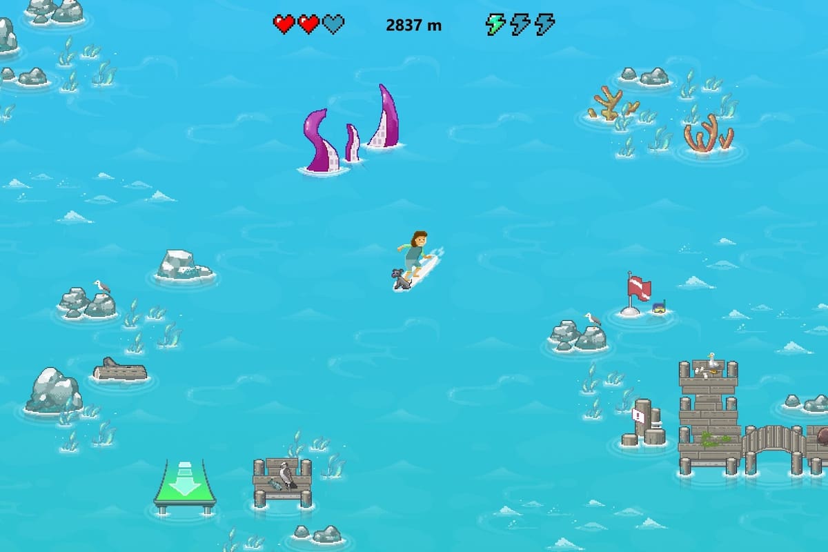 Una captura del minijuego de surf incorporado al navegador Edge, que el mismo motor del Google Chrome