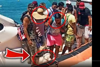 Una captura del video en el que se ve al caniche entre los refugiados; las imágenes generaron un revuelo en Italia