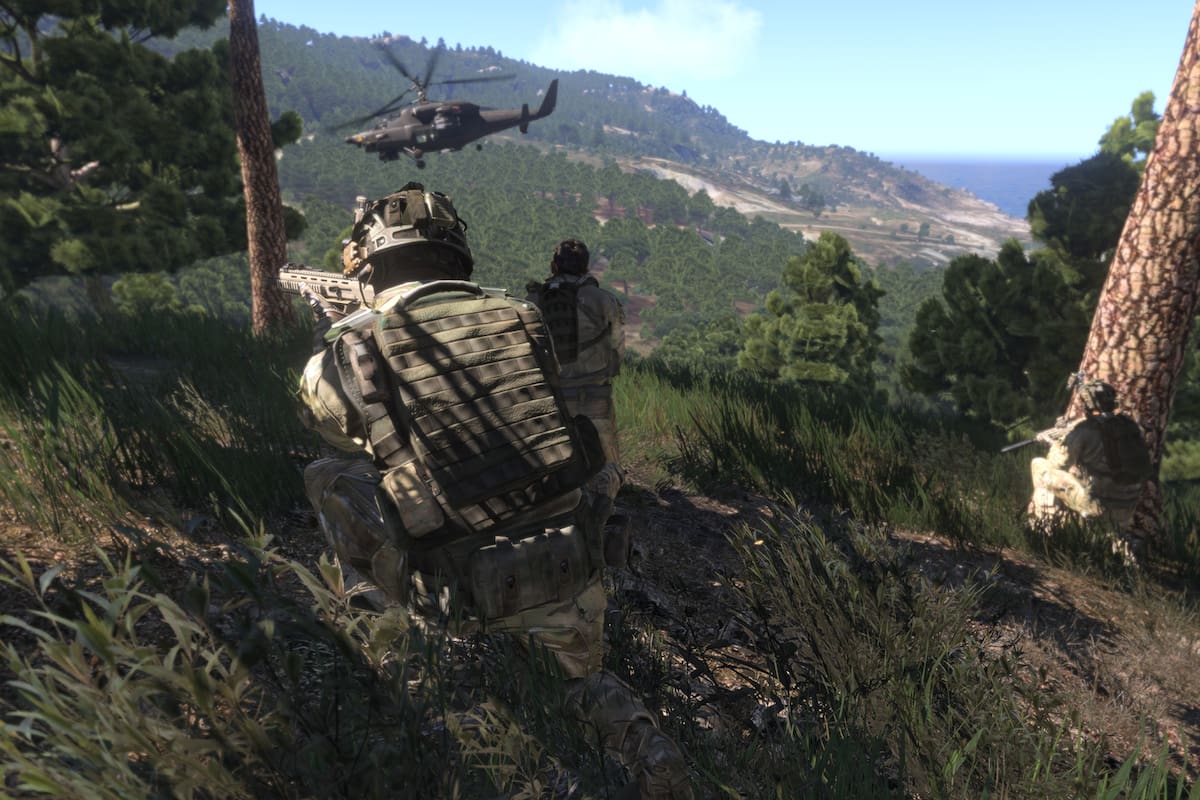 Una captura del videojuego Arma 3; por sus gráficos realistas y la disponibilidad de escenarios detallados en Ucrania se ha usado para crear videos falsos sobre la guerra entre ese país y Rusia