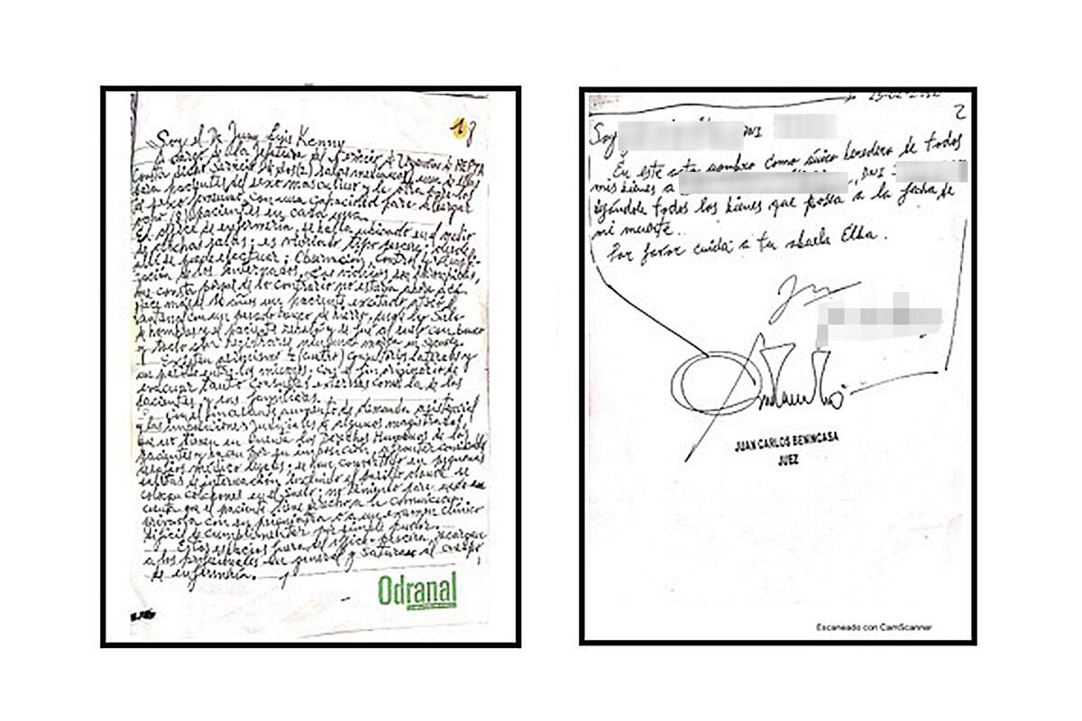 Una carta escrita por el médico fue comparada con el testamento de la sucesión