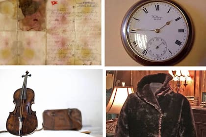 Una carta, un reloj, un violín y un tapado de piel dan testimonio de la última travesía del Titanic y de su trágico final