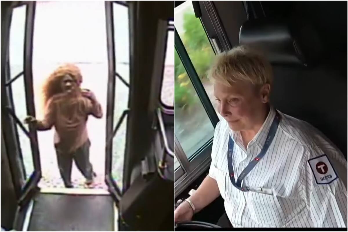 Una conductora de autobús le dio sus zapatillas a una pasajera que estaba descalza