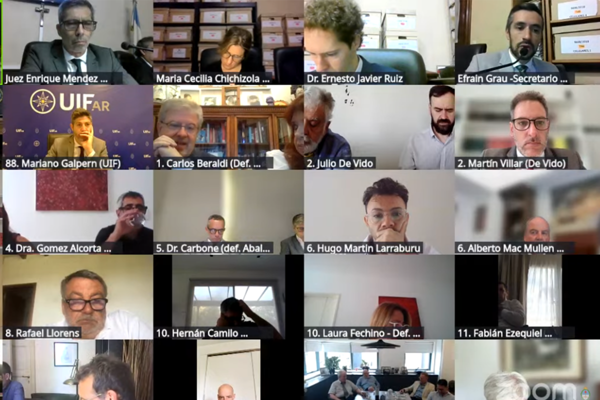 Una de las audiencias virtuales de la causa de los Cuadernos de las Coimas
