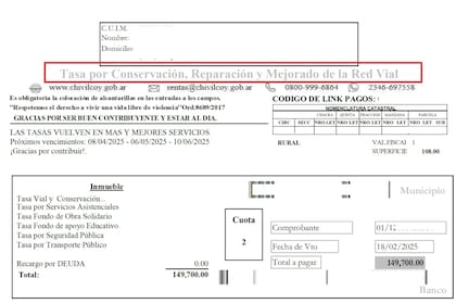 Una de las boletas que reflejan los aumentos en las tasas municipales