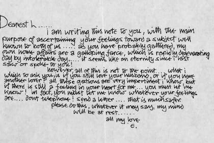 Una de las cartas de Eric Clapton a Pattie Boyd, incluida en la subasta de Christie's