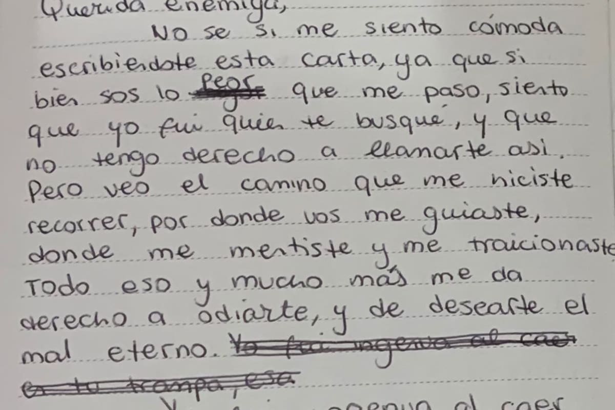 Una de las cartas escritas por Viole