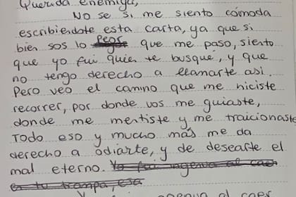 Una de las cartas escritas por Viole