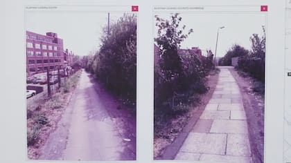 Una de las fotografías policiales tomadas durante la investigación original de 1984, que muestra el callejón donde Anthony Littler fue emboscado y asesinado por los hermanos Stewart