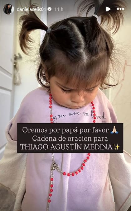 Una de las hijas de Daniela y Thiago formó parte de la cadena de oración