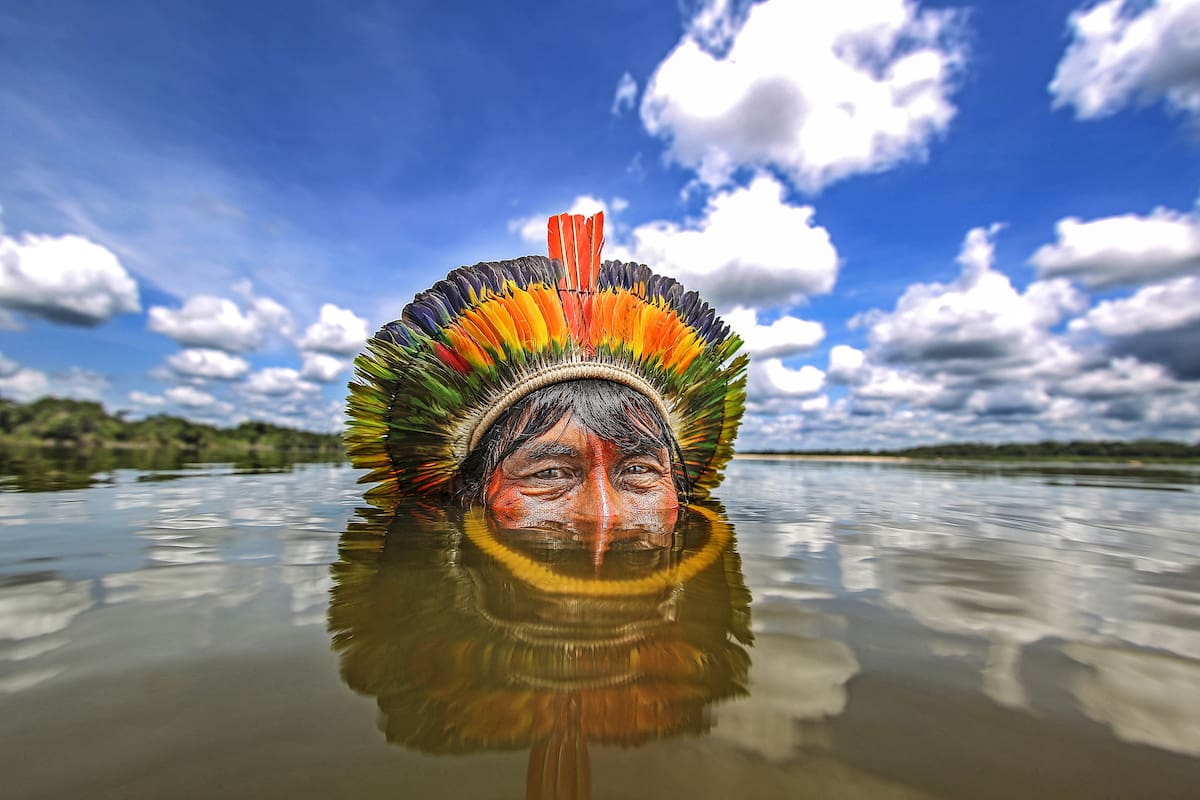 Una de las imágenes de Ricardo Stuckert que integran la muestra Pueblos originarios: guerreros del tiempo en el CCK