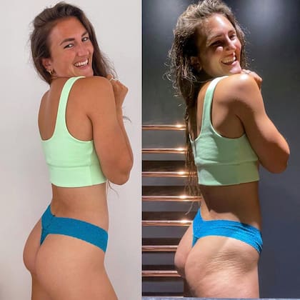 Una de las imágenes dípticas que la modelo fitness compartió a través de su cuenta de Instagram